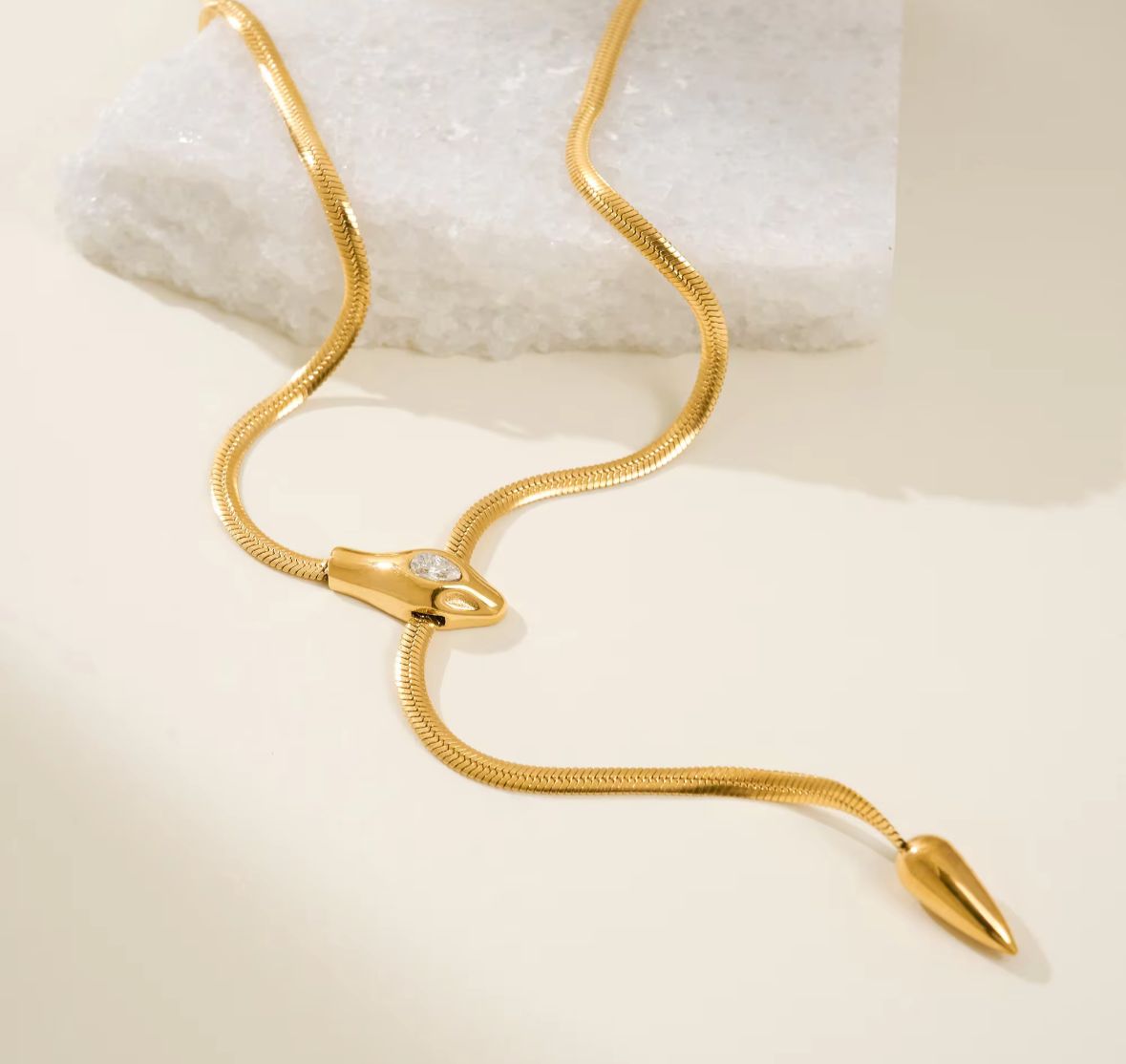 Elegant Gold Y-Shape Necklace for Women – Stainless Steel Anti-Tarnish Adjustable Chain