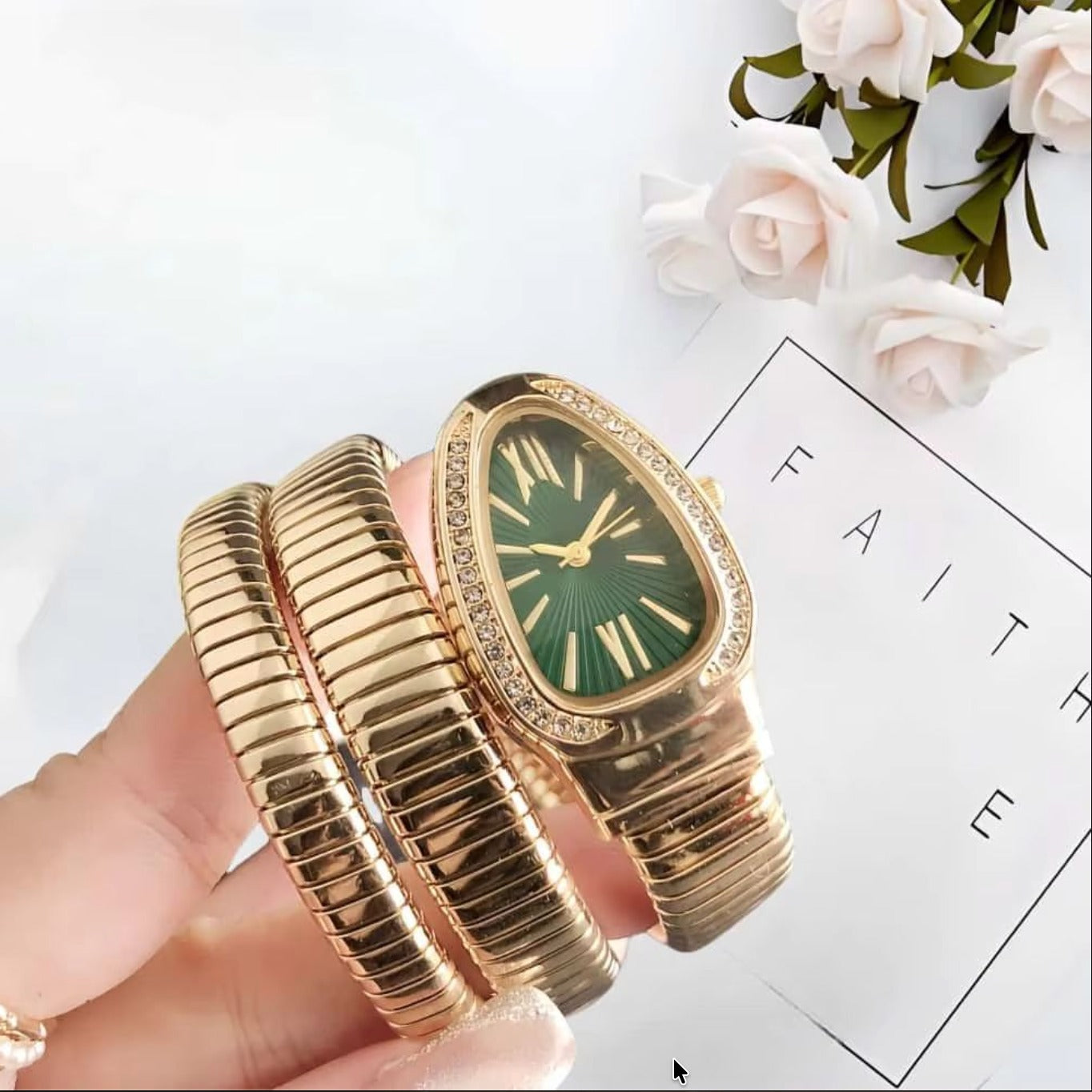 Gold Serpenti Coil Watch Bracelet for Women | Adjustable Wrap Around Bracelet Watch (Copy)