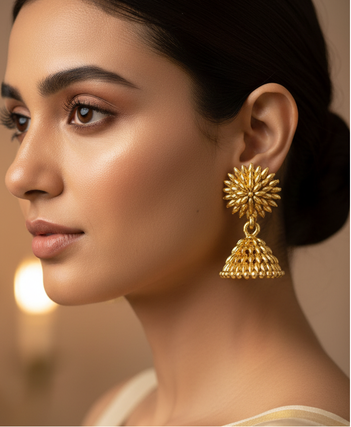 Jazz And Sizzle Set of 4 Gold & Silver Plated Stud & Jhumka Earrings