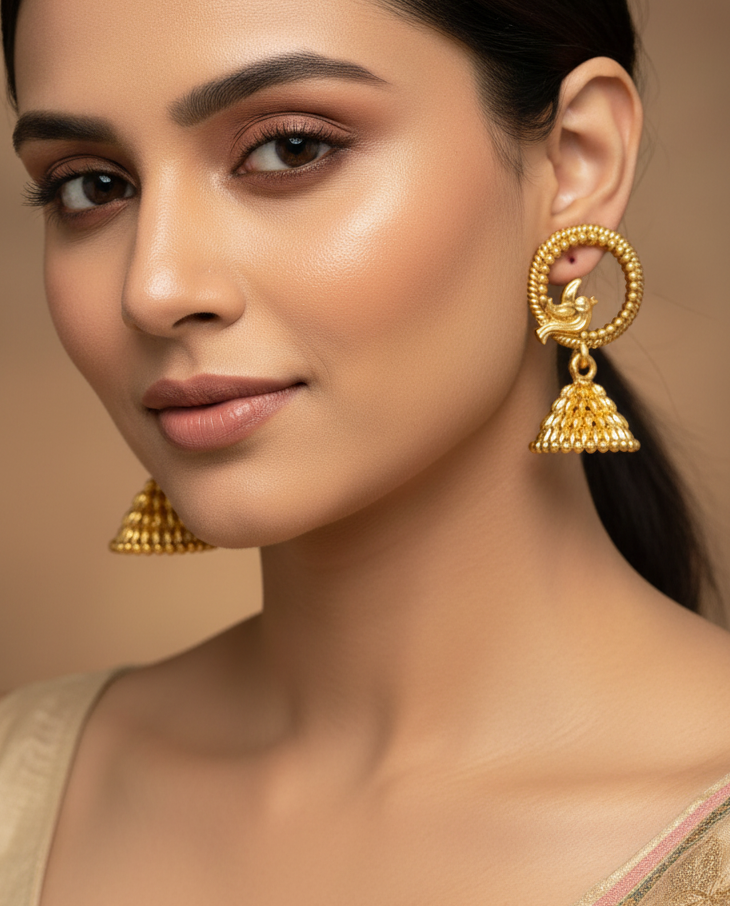 Jazz And Sizzle Set of 4 Gold & Silver Plated Stud & Jhumka Earrings