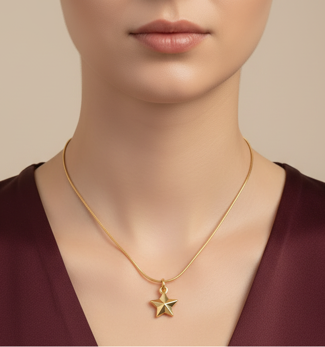 Jazz And Sizzle 18 k Gold Plated Star Minimal Shaped Pendent Chain