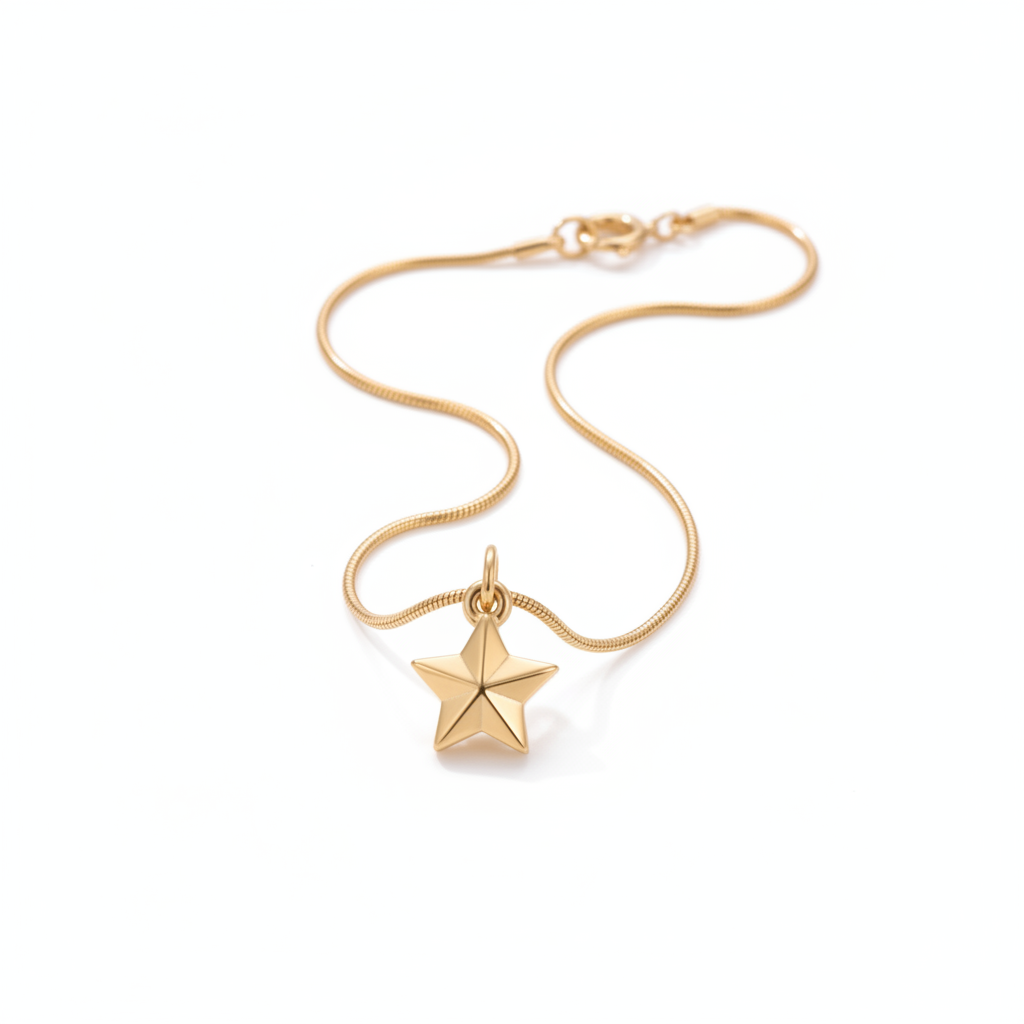 Jazz And Sizzle 18 k Gold Plated Star Minimal Shaped Pendent Chain