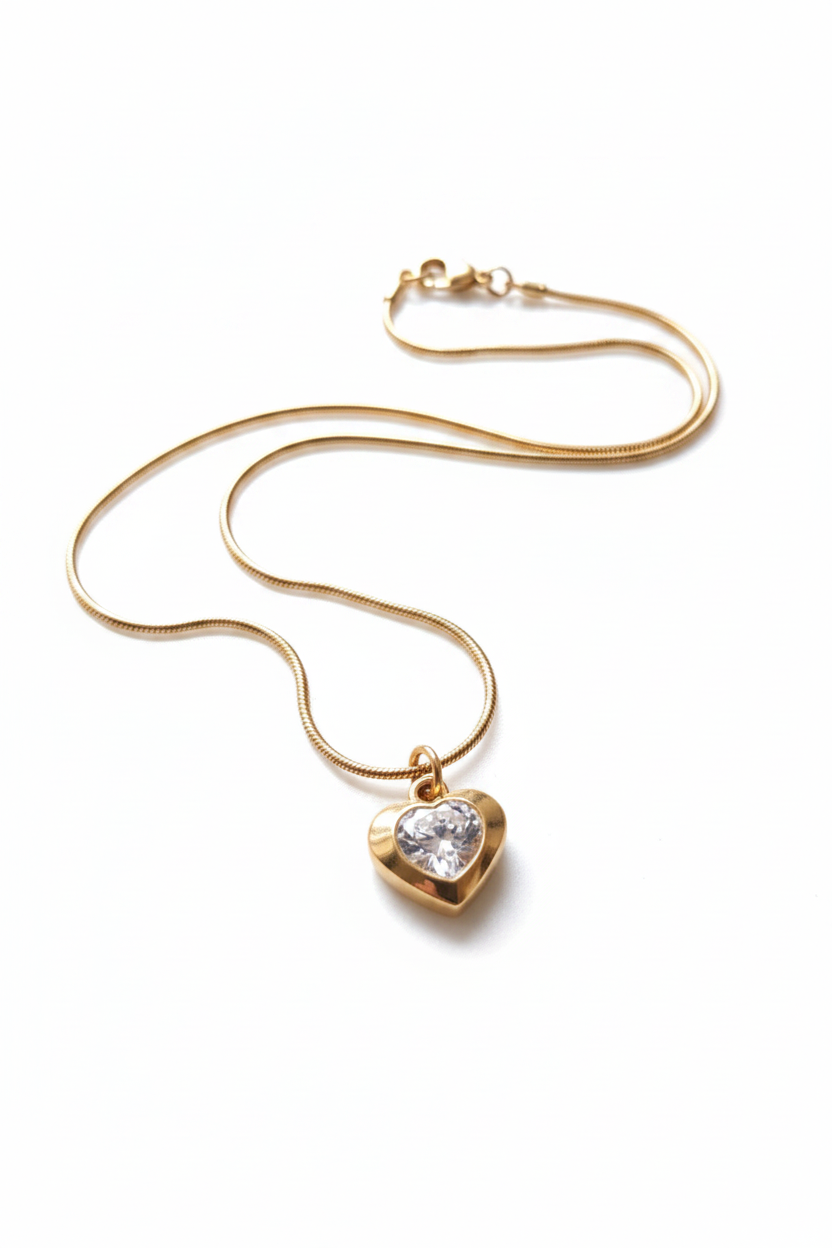 Jazz And Sizzle 18 k Gold Plated Heart Shaped Shaped AD stone studded Pendent Chain
