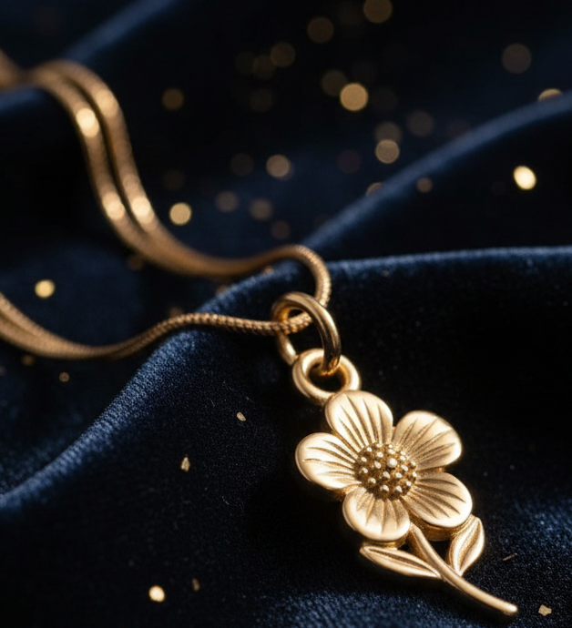 Jazz And Sizzle Golden Petal Minimal Chain | Anti Tarnish