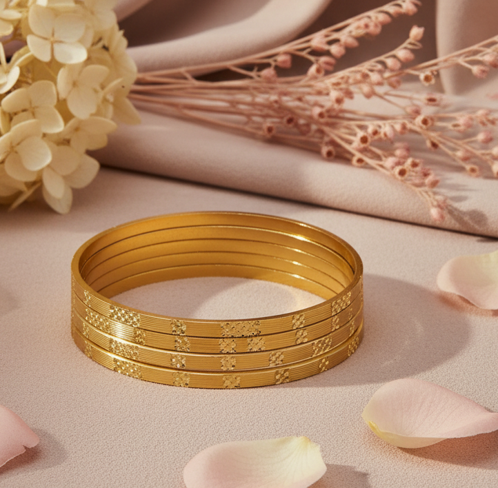 Set Of 4 18K Gold-Plated Bangles
