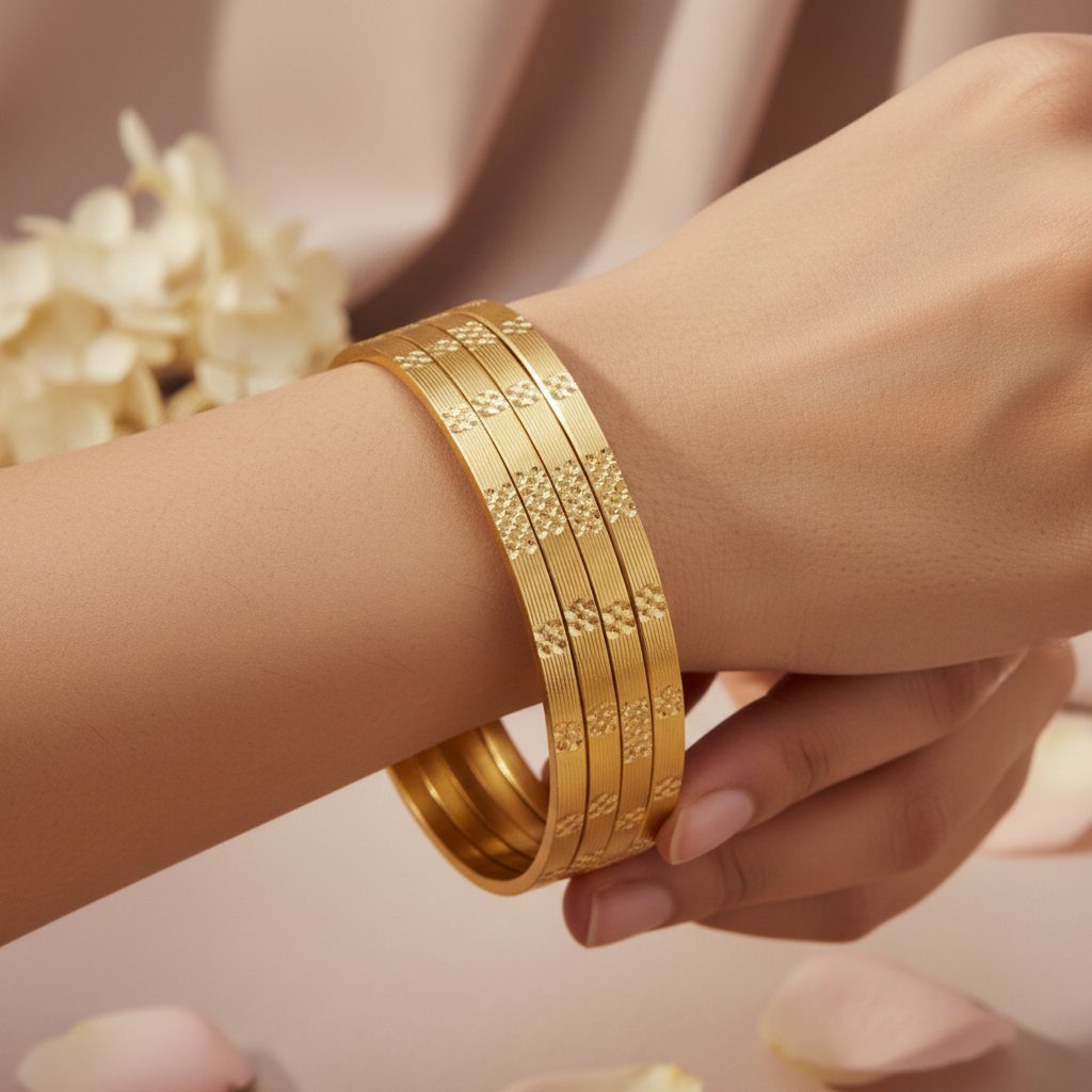 Set Of 4 18K Gold-Plated Bangles