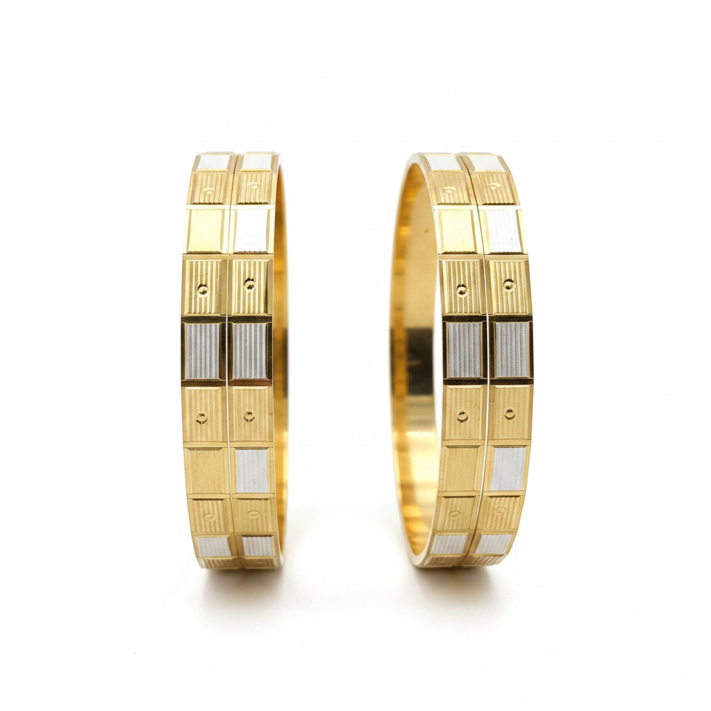 Set Of 2 18K Gold-Plated Bangles