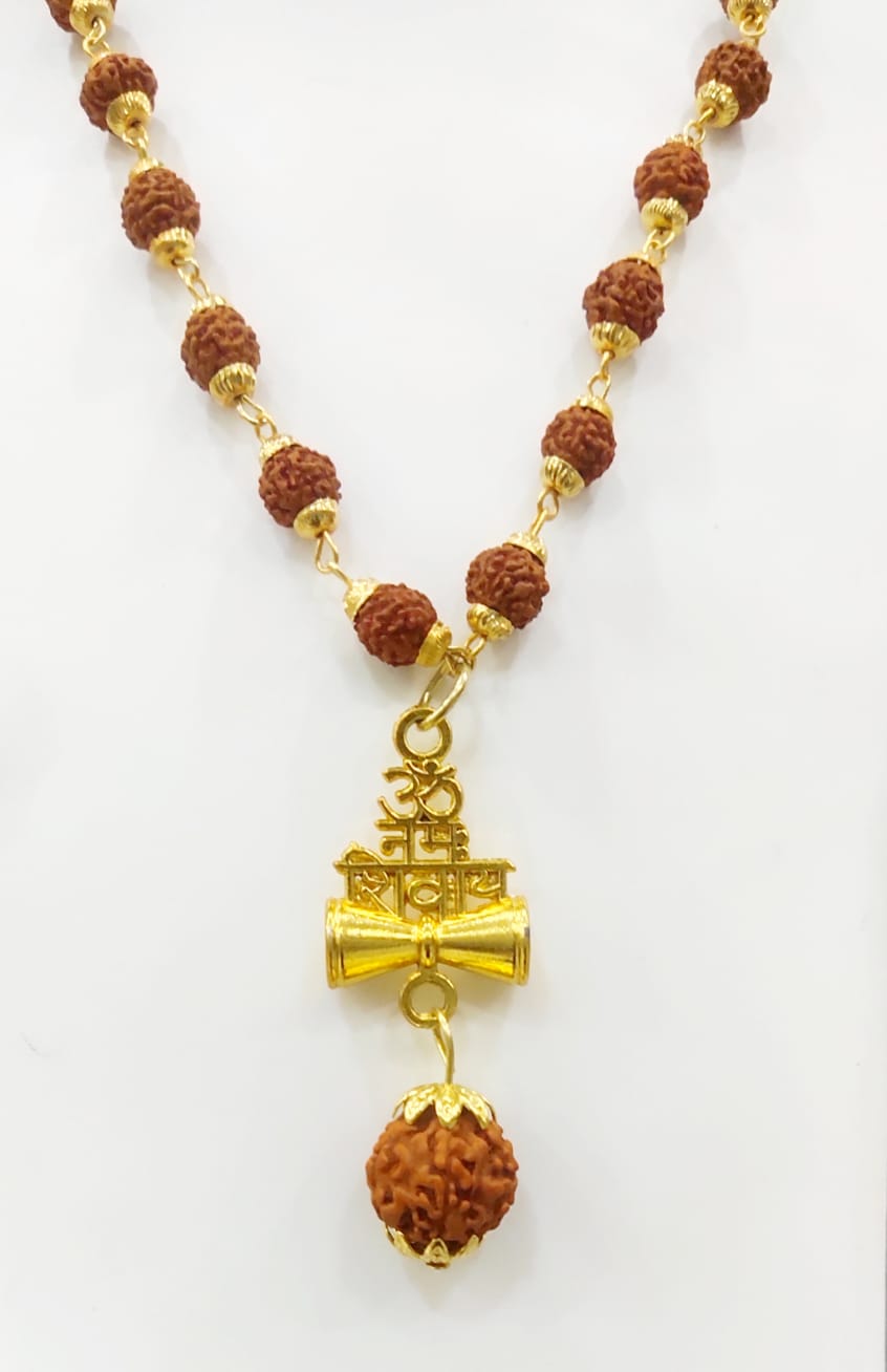 Om Namah Shivaya Rudraksha Pendant Necklace for Men-JS-SNC-001