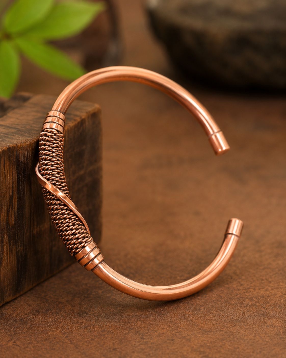 Handcrafted Copper Cuff with Woven Design- JS-SBR-034