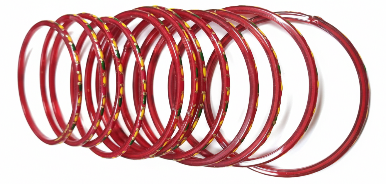Jazz And Sizzle Set Of 12 Multicolored Marron Glass Bangles