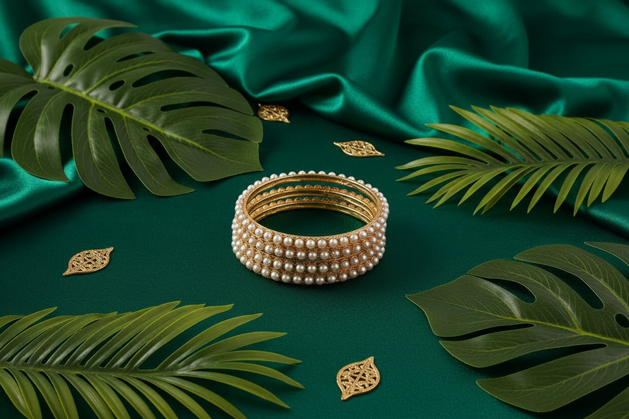 Jazz And Sizzle Set Of 4 Pearl Studded Bangles