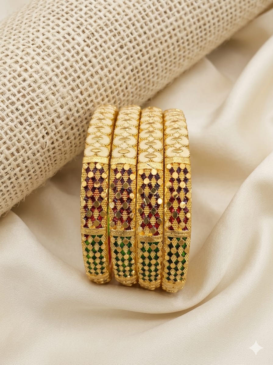 Gold-Plated Traditional Meenakari Bangles Set for Women