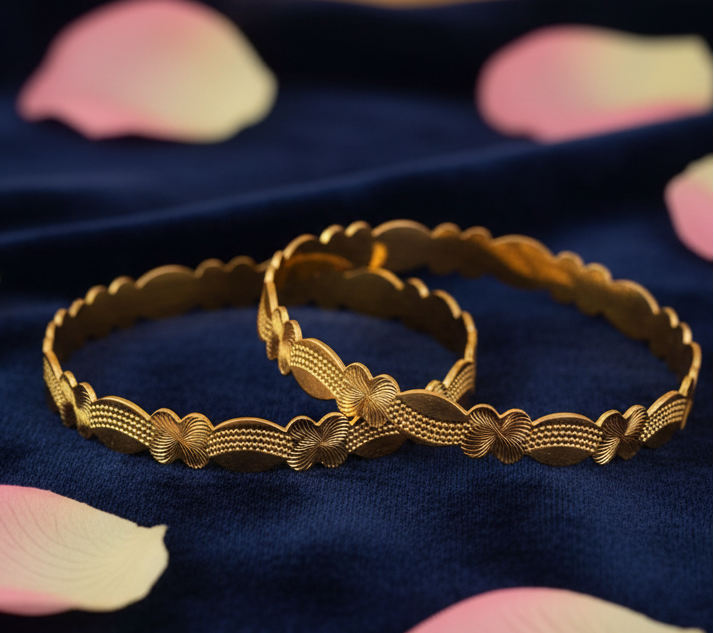 Set Of 2 18K Gold-Plated Bangles