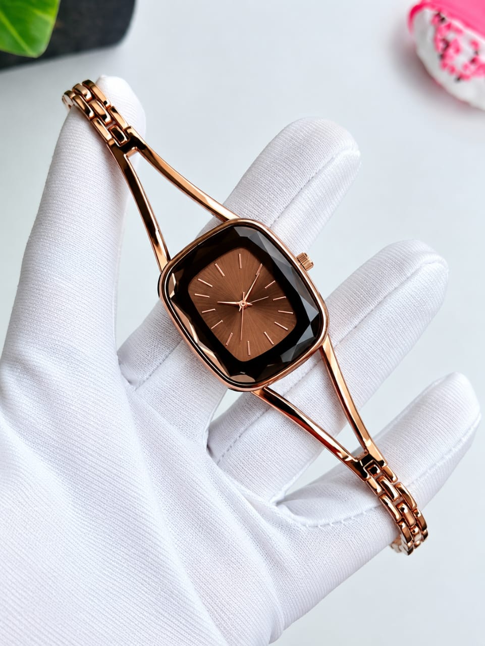 Luxury Rose Gold Dial Stainless Steel Watch for Women- WJ-JS26-LD0045