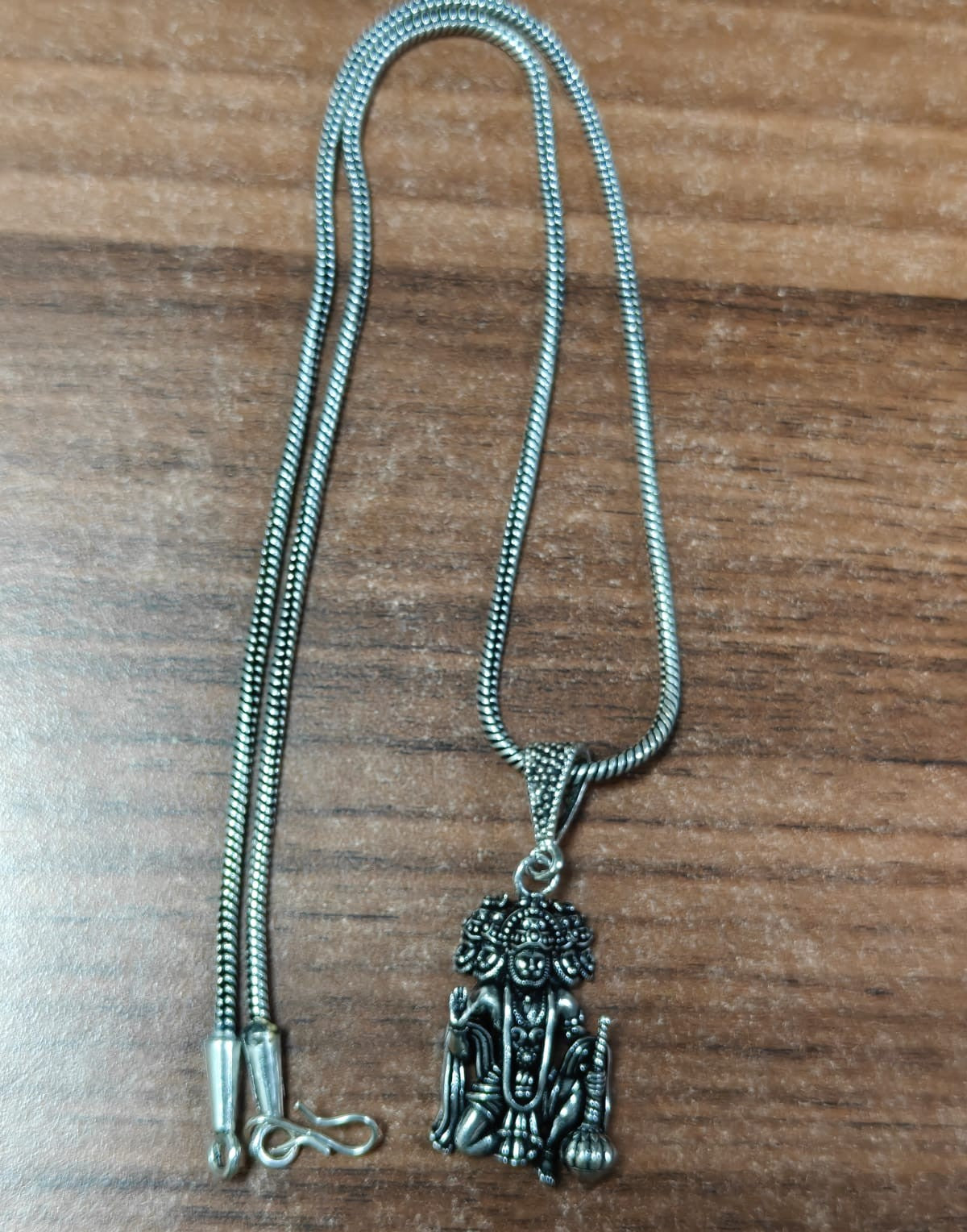 Antique Silver-Plated Divine Motif Pendant Chain-JS-SNL-026