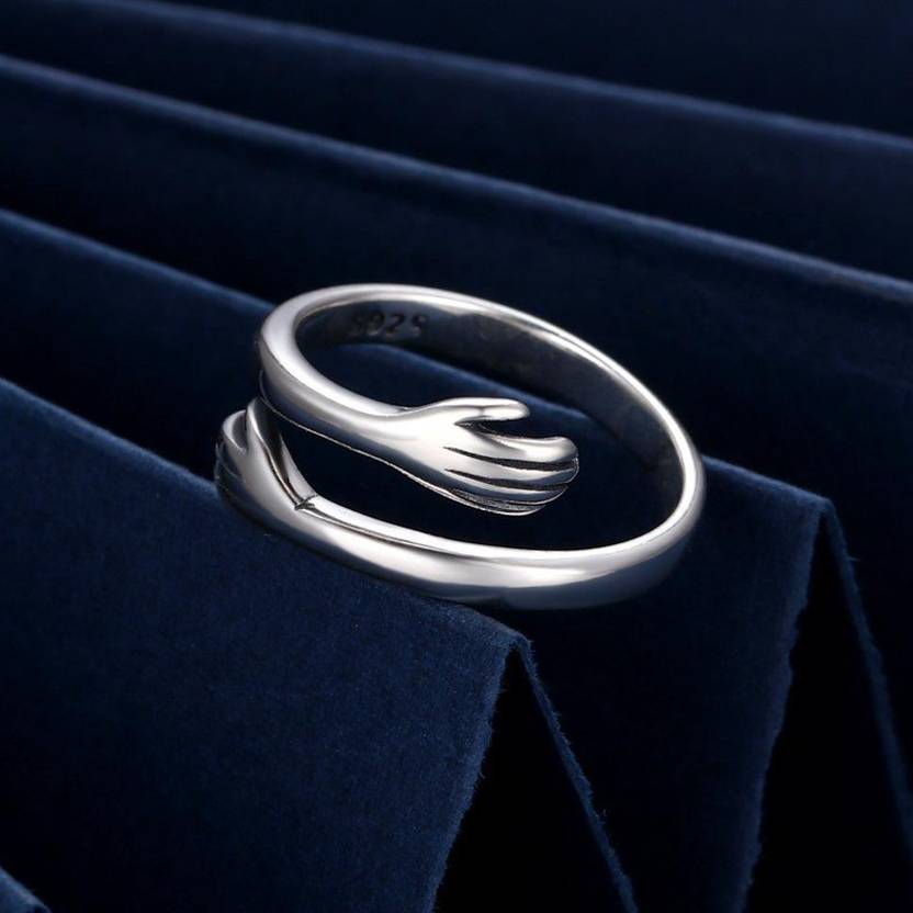 Sterling Hug Rings Adjustable Cuff Wrap Around Hand Love