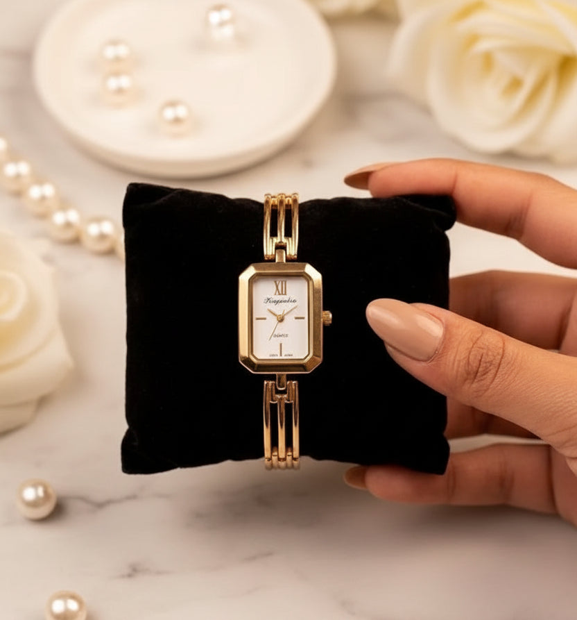 Jazz And Sizzle Vintage Gold Plated Watch | Anti-Tarnish Watch|Quartz Movement, Waterproof, Luxury Metal Bezel