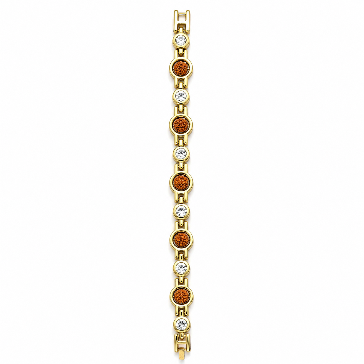 Gold-Toned Rudraksha & Stone Studded Bracelet for Men-JS-SBR-032