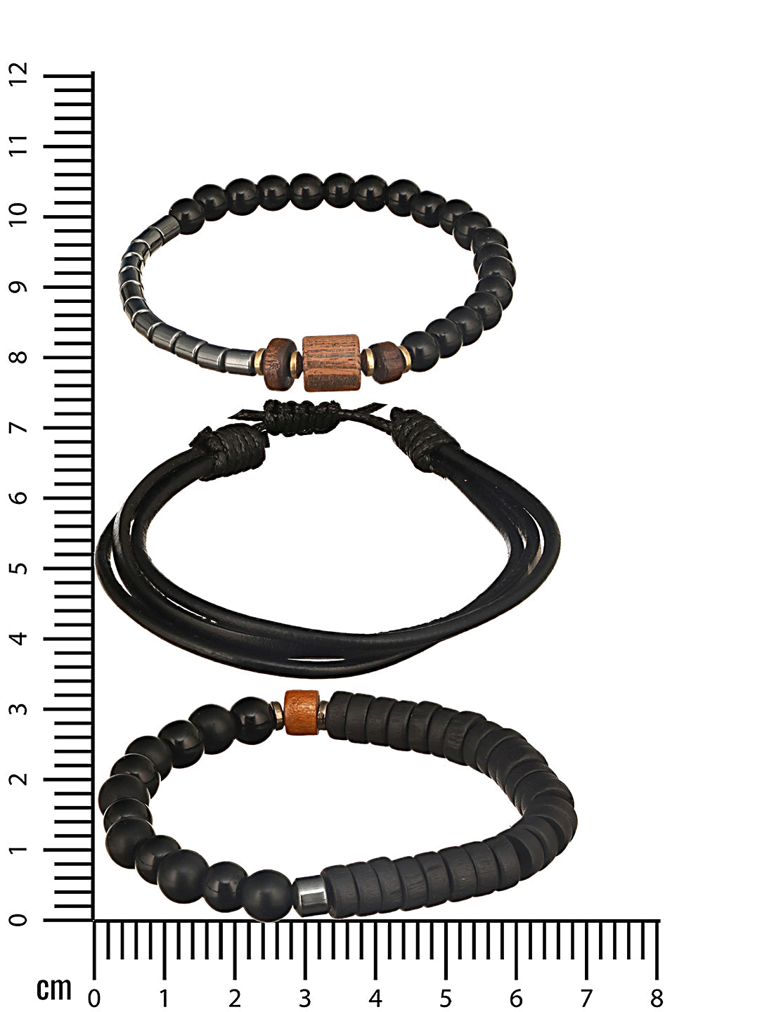 Jazz And Sizzle Men Set of 3 Black Elasticated & Handcrafted Bracelets