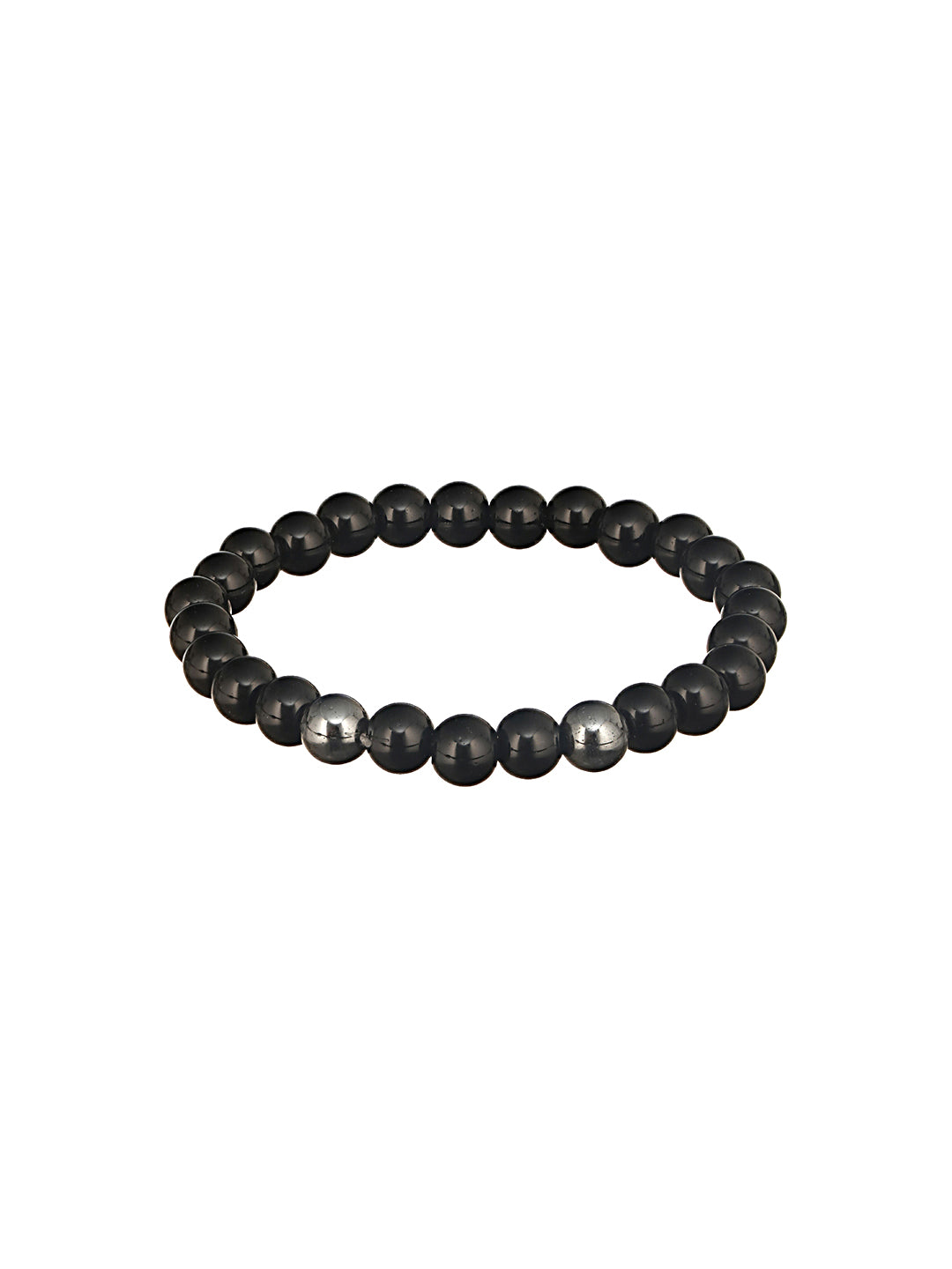 Jazz And Sizzle Men Set of 3 Black Beaded & Crystal Studded Elasticated Wraparound Bracelet