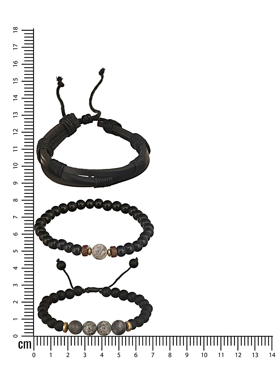 Jazz And Sizzle Men Set of 3 Brown and Black Elasticated Semi Precious Beaded Bracelet