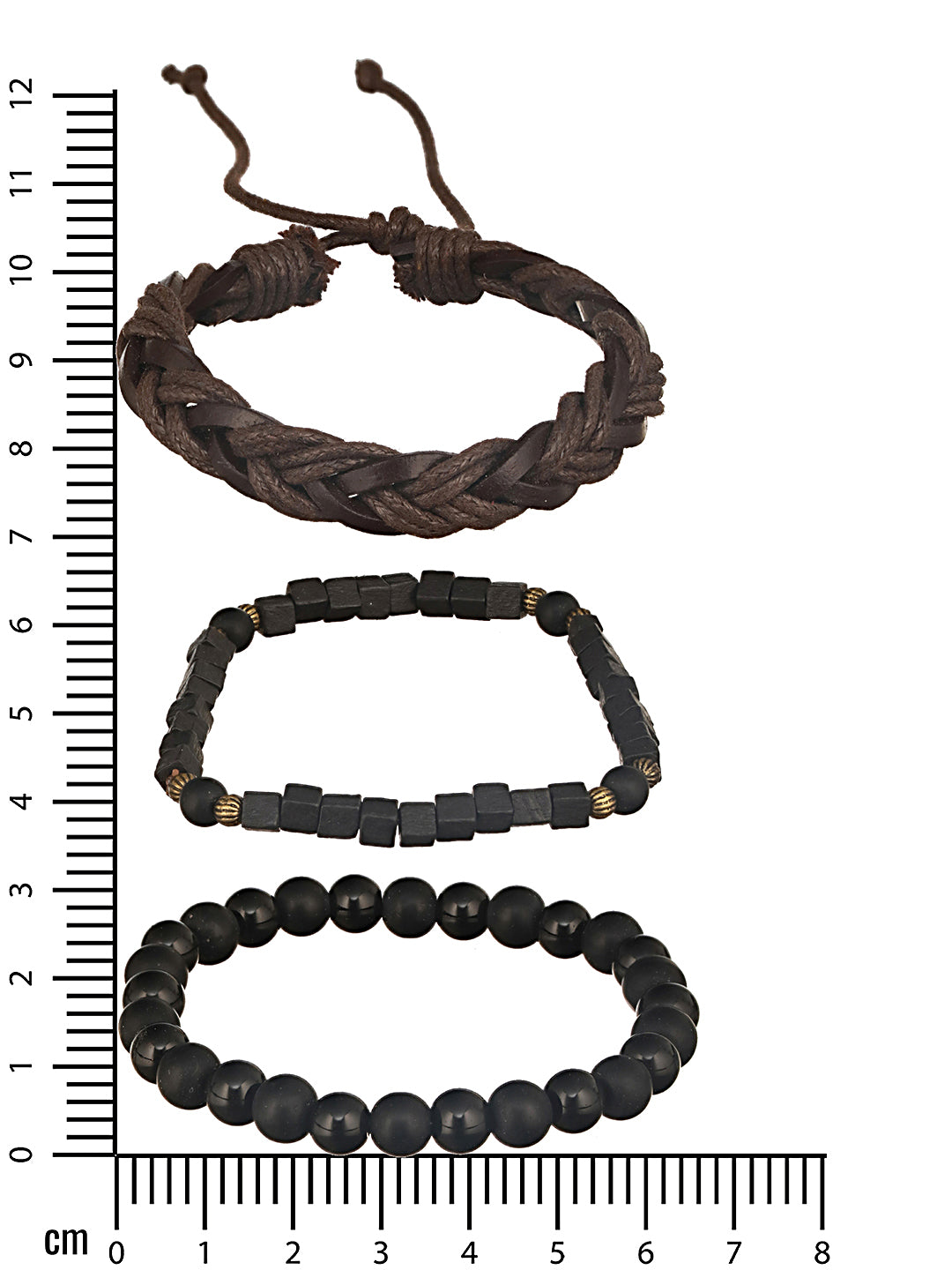 Jazz And Sizzle Men Set of 3 Brown Beads Elasticated & Handcrafted Bracelet