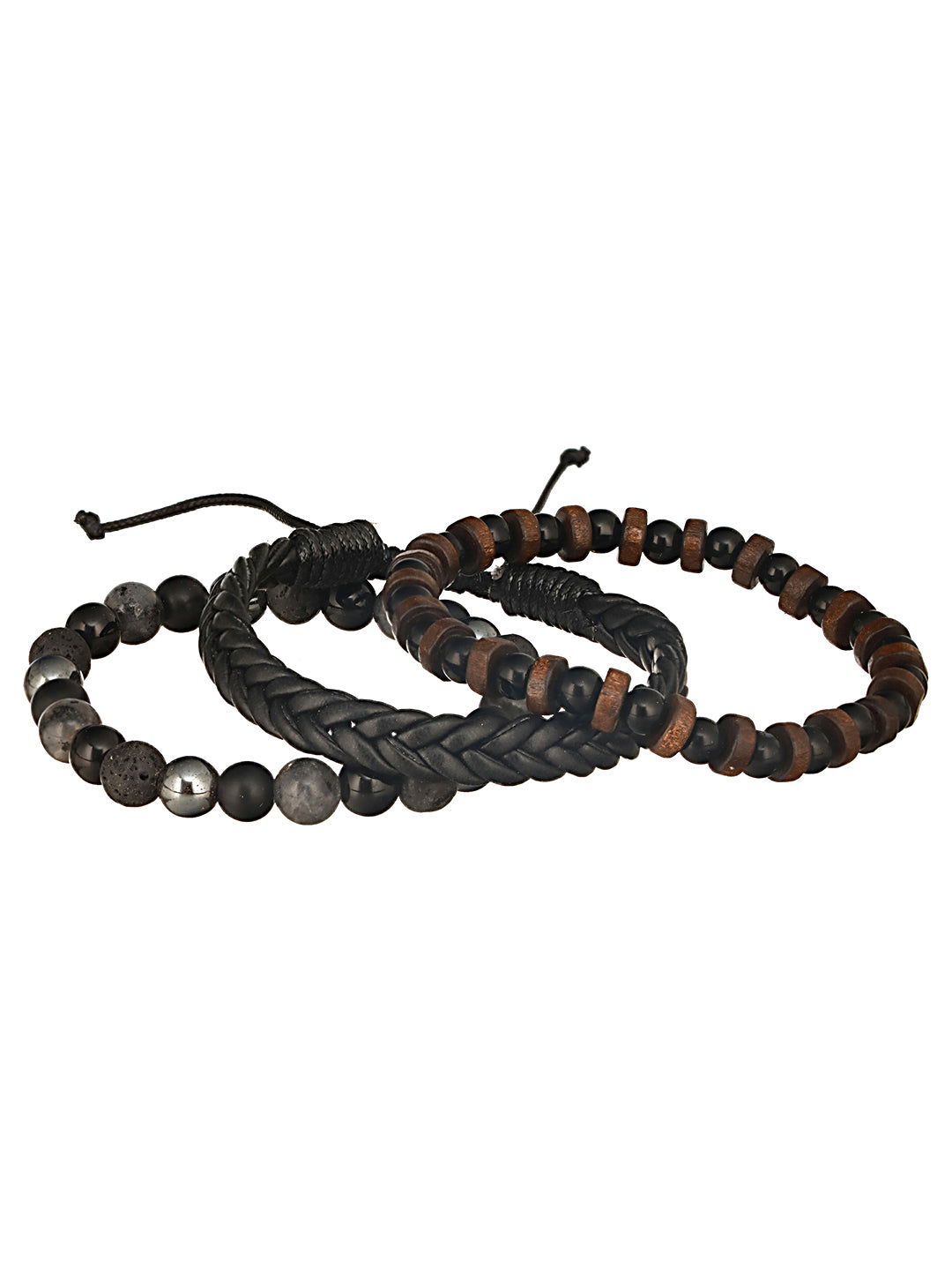 Jazz And Sizzle Men Set of 3 Black Bracelets