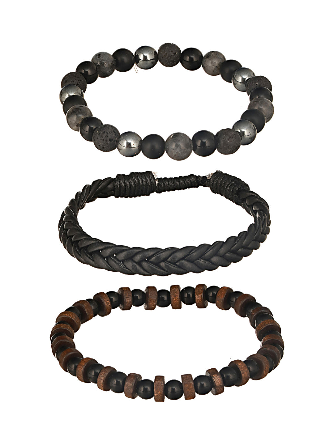 Jazz And Sizzle Men Set of 3 Black Bracelets