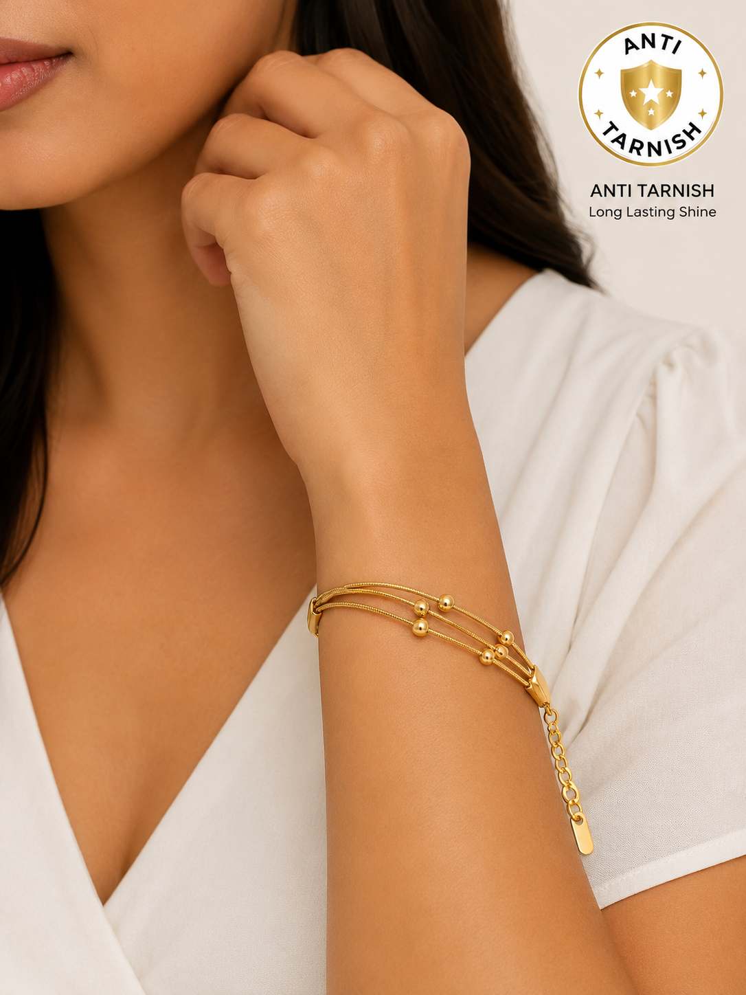 Anti Tarnish Elegant Multi-Strand Gold Bracelet