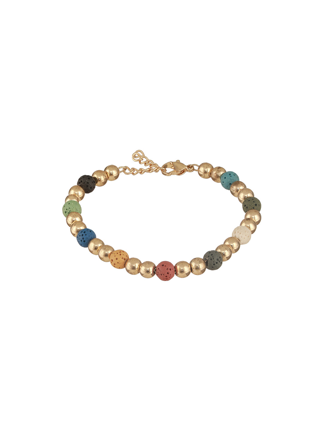 Jazz And Sizzle Set Of 2 Gold-Plated multi-colored beaded Necklace Chain & Bracelet