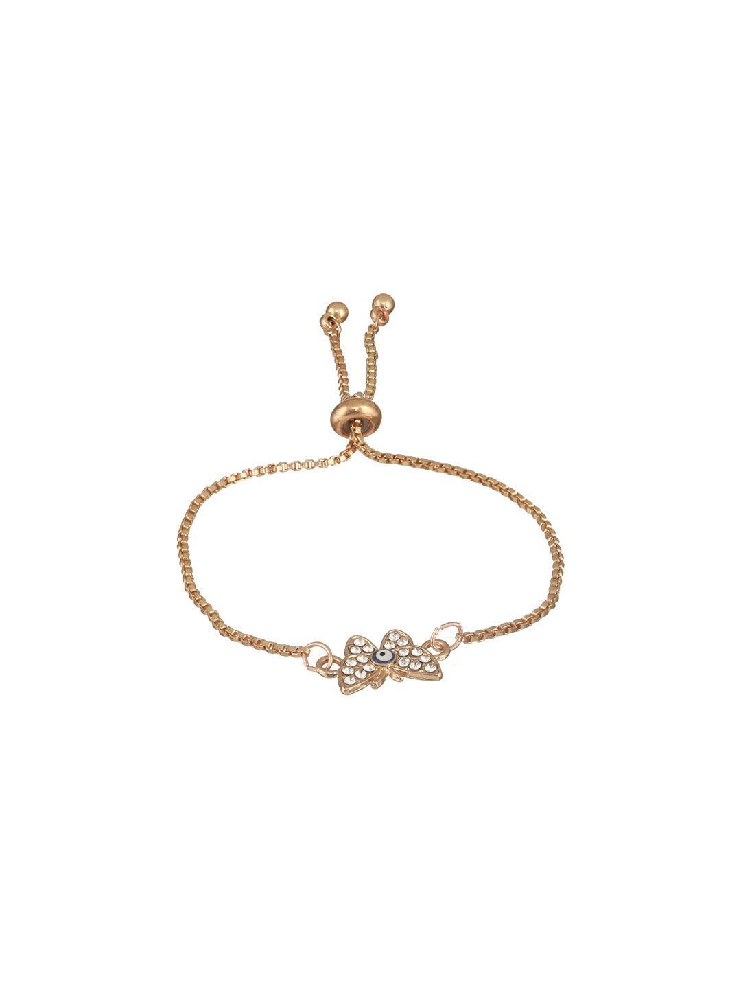 Jazz And Sizzle Gold-Plated CZ Studded Butterfly Charm Necklace & Bracelet Set