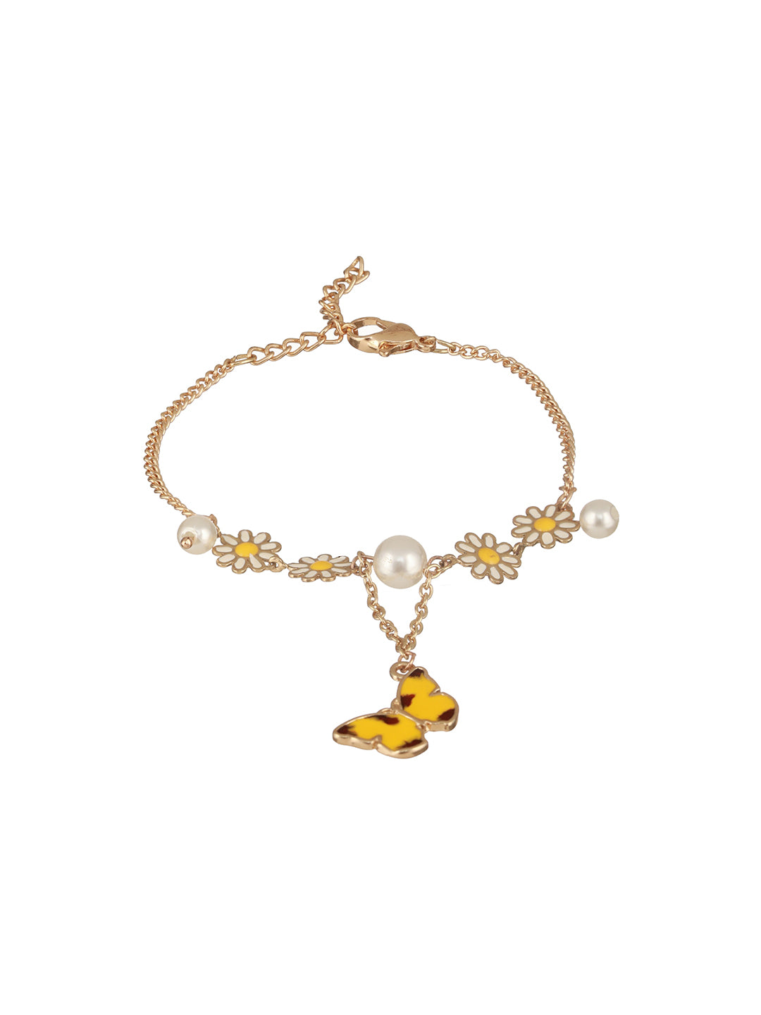 Jazz And Sizzle Set Of 2 Gold-Plated Floral & Butterfly Motif Necklace Chain & Bracelet