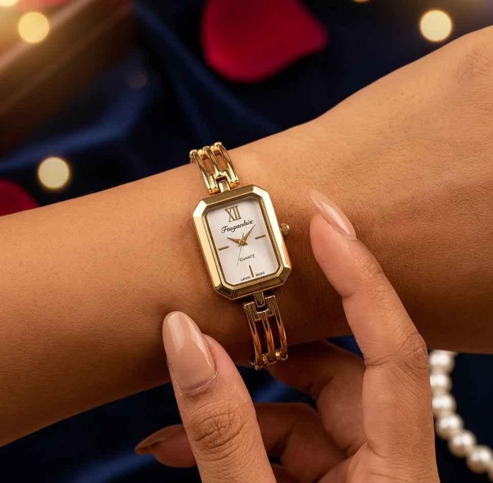 Jazz And Sizzle Vintage Gold Plated Watch | Anti-Tarnish Watch|Quartz Movement, Waterproof, Luxury Metal Bezel