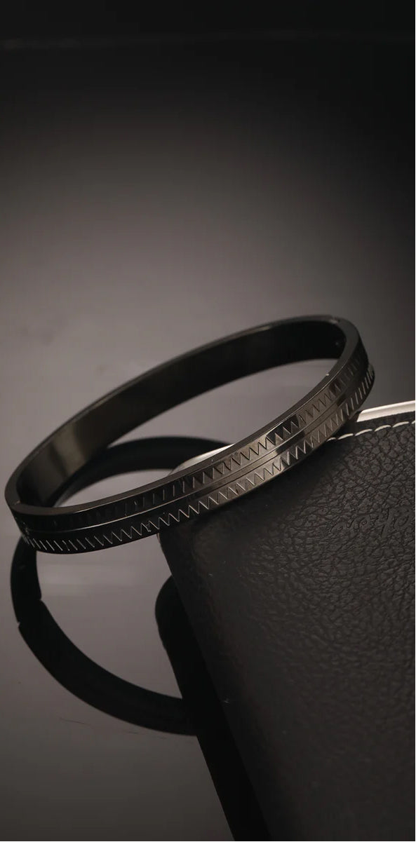 Men'S Men Leather Bracelet and Black Stainless Steel Kada Bracelet Combo