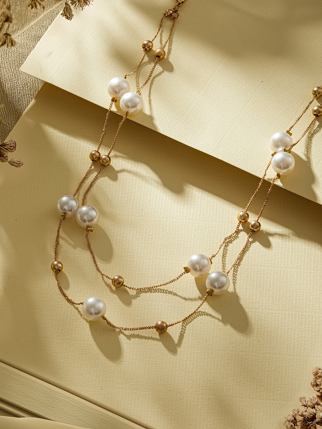 Minimal Gold-Plated Pearl Layered Necklace for Women