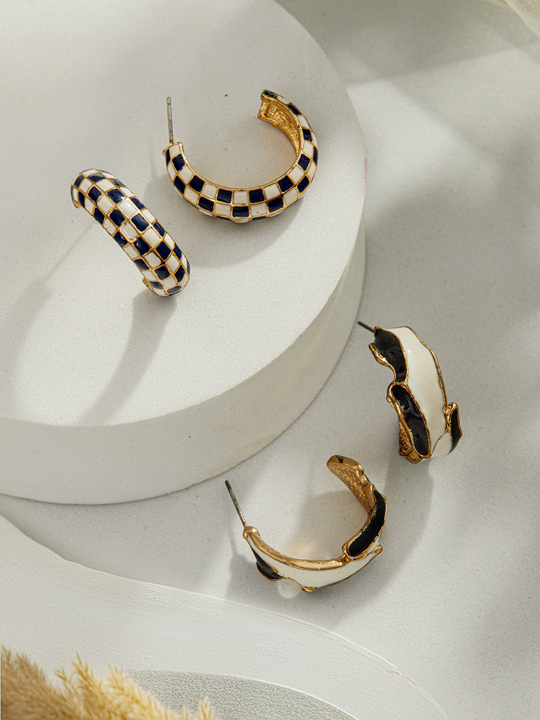 Jazz And Sizzle Set of 2 Enameled Half Hoop Earrings