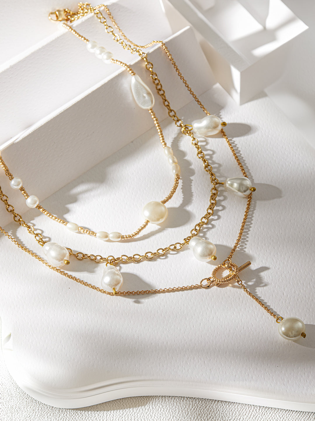 Elegant Multi-Layer Pearl & Chain Necklace – Jazz and Sizzle