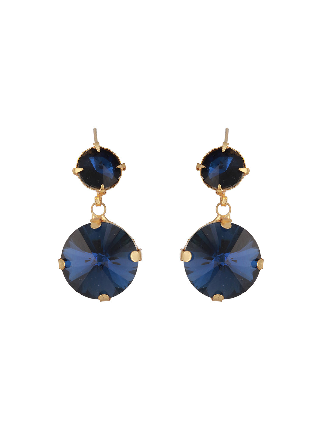 Jazz And Sizzle Set Of 2 Gold Plated Blue & Pink Stone Studded Drop Earrings