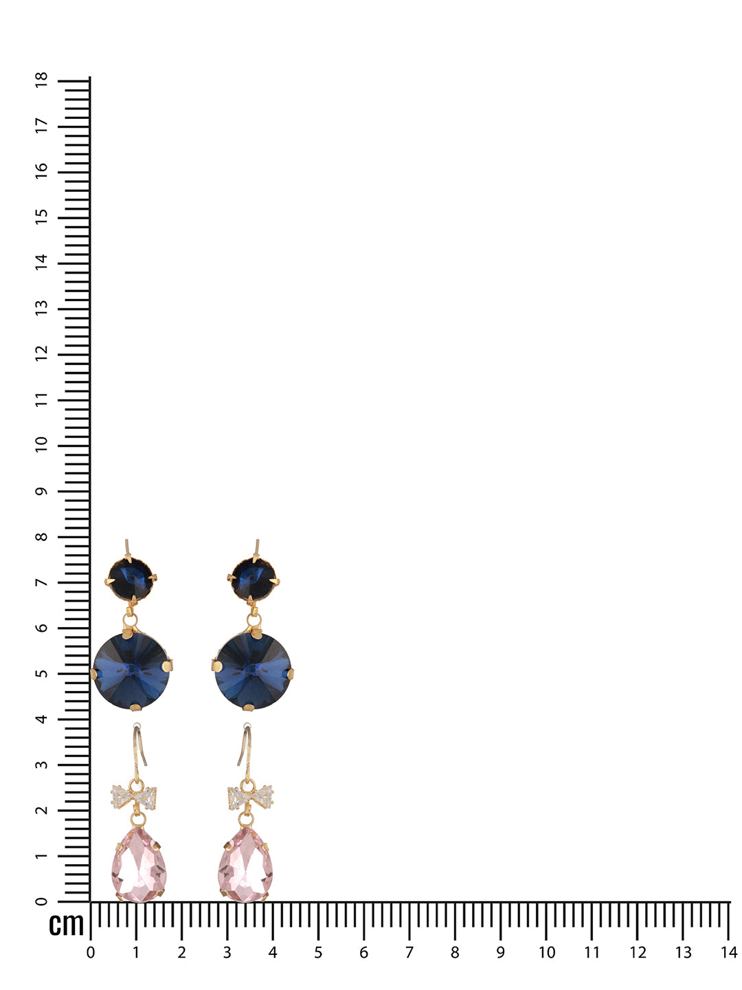 Jazz And Sizzle Set Of 2 Gold Plated Blue & Pink Stone Studded Drop Earrings