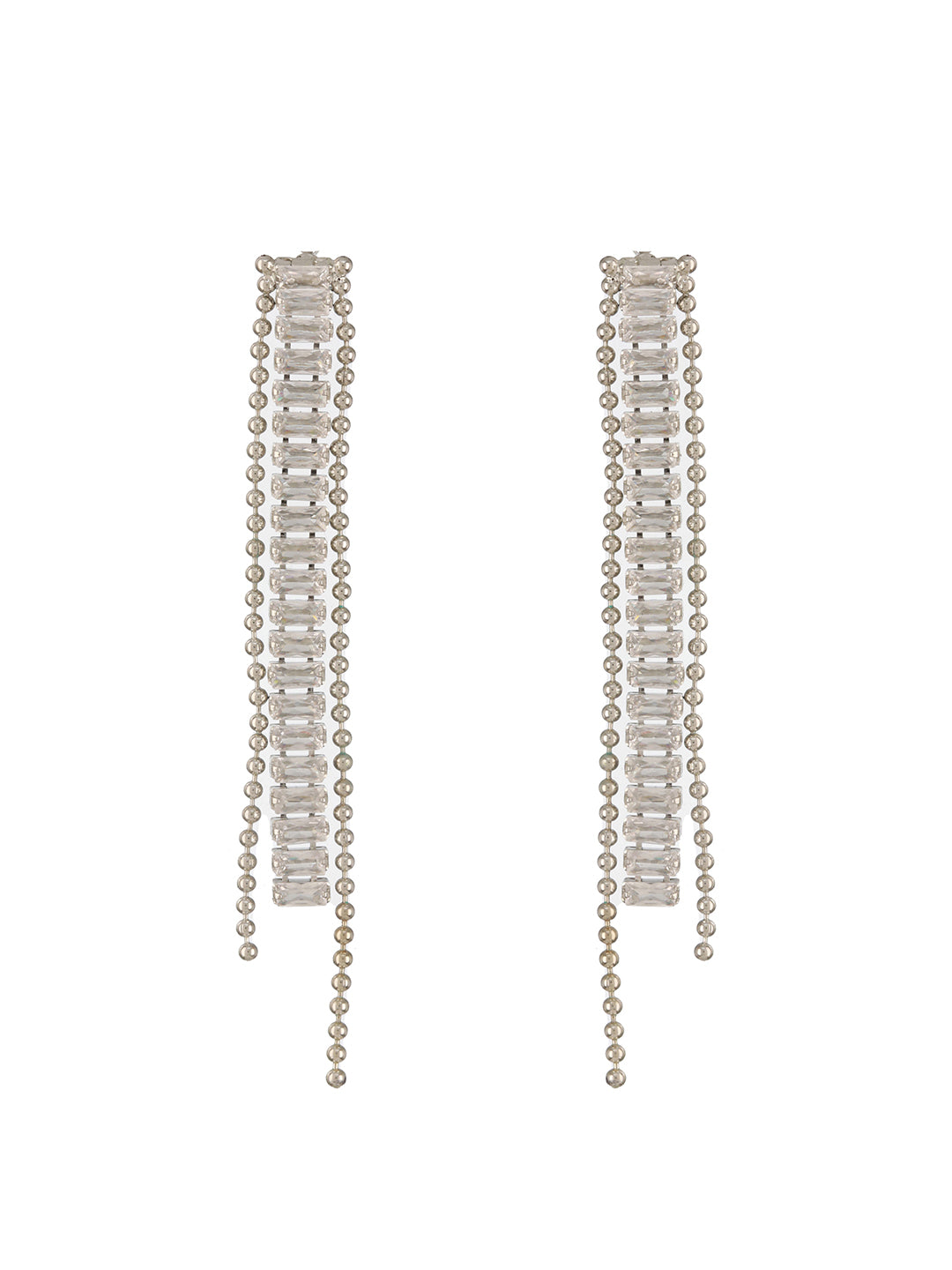 Jazz And Sizzle Set Of 2 Gold Plated Pink Stone Studded & Silver Dangler Style Drop Earrings