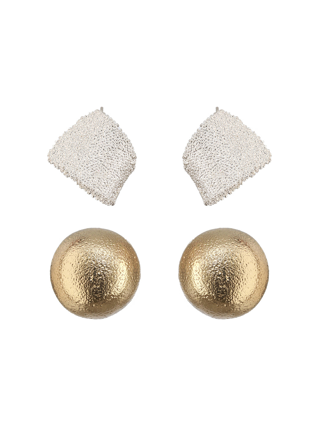 Jazz And Sizzle Set of 2 Textured Half Hoop Earrings (Copy)