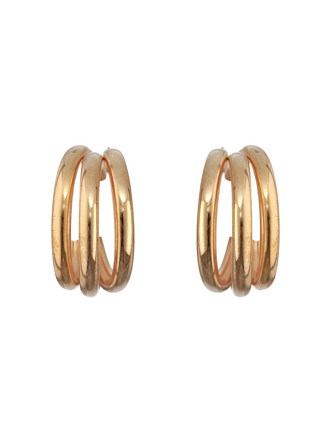 Jazz And Sizzle Set of 2 Gold Plated Contemporary Half Hoop Earrings