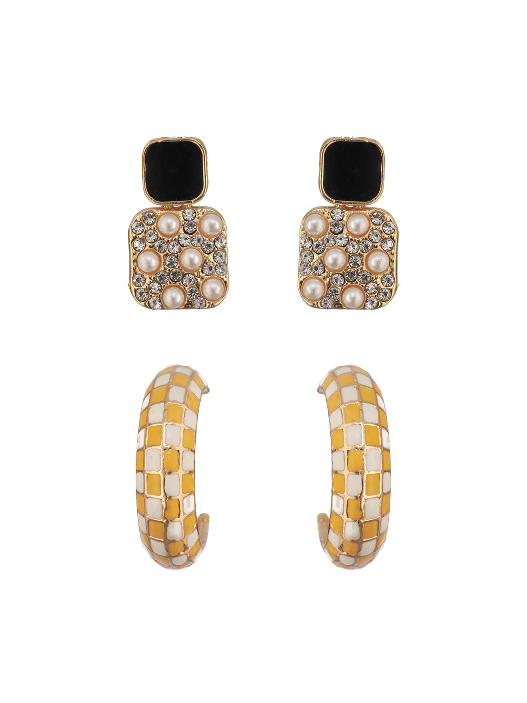 Jazz And Sizzle Set of 2 Textured Half Hoop Earrings