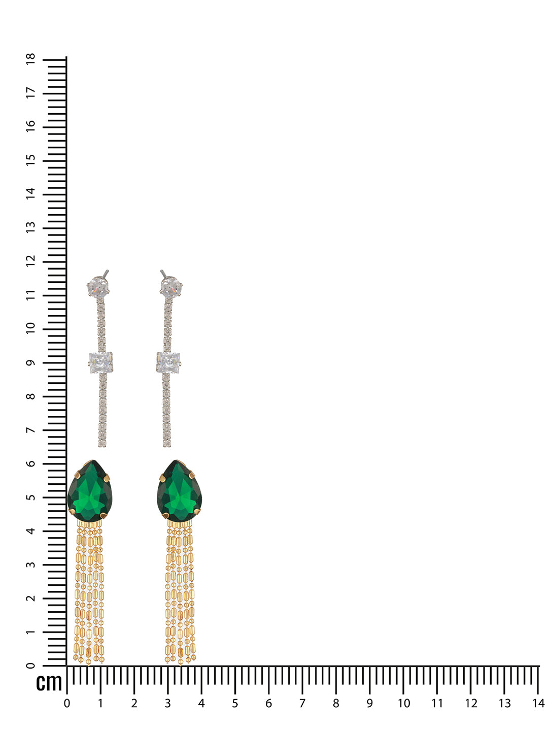 Jazz And Sizzle Set Of 2 Rhodium-Plated & Green Stone Studded Contemporary Drop Earrings