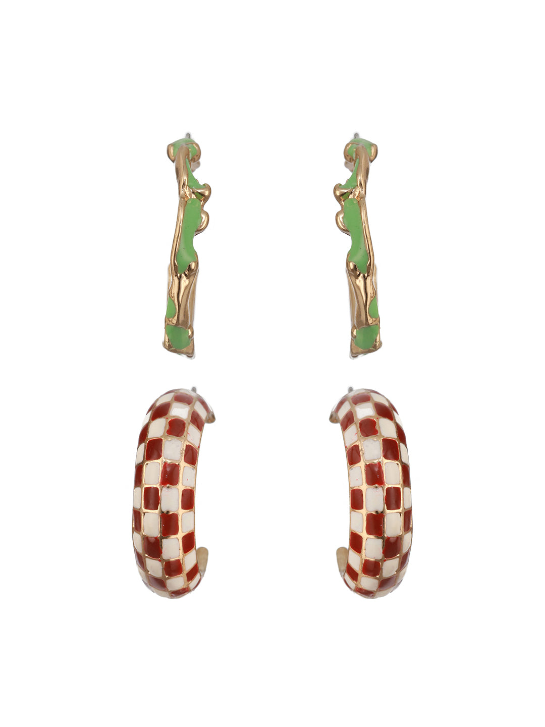 Jazz And Sizzle Set of 2 Textured Half Hoop Earrings