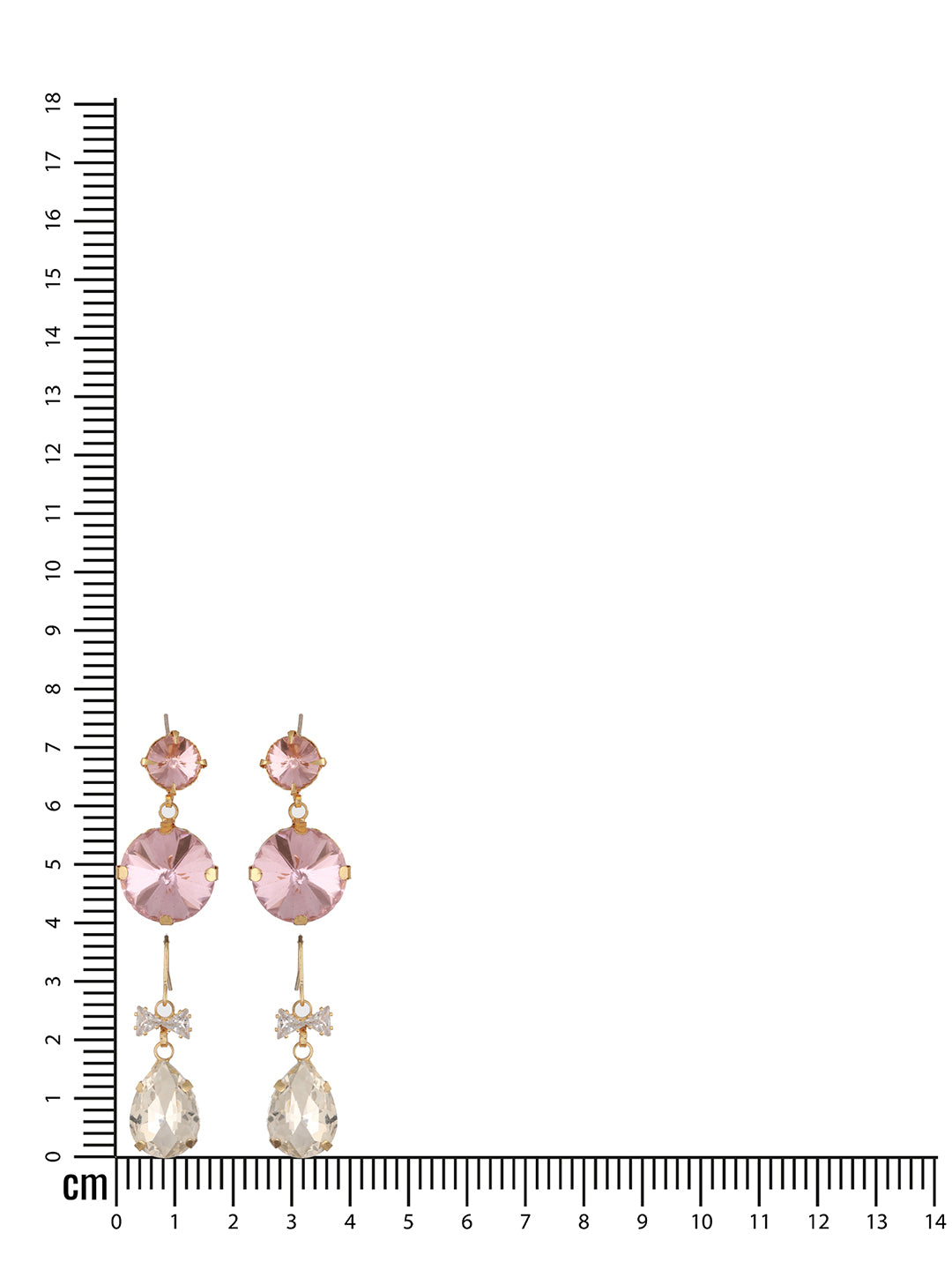 Jazz And Sizzle Set Of 2 Gold Plated Pink & Off White Stone Studded Tear Drop Earrings