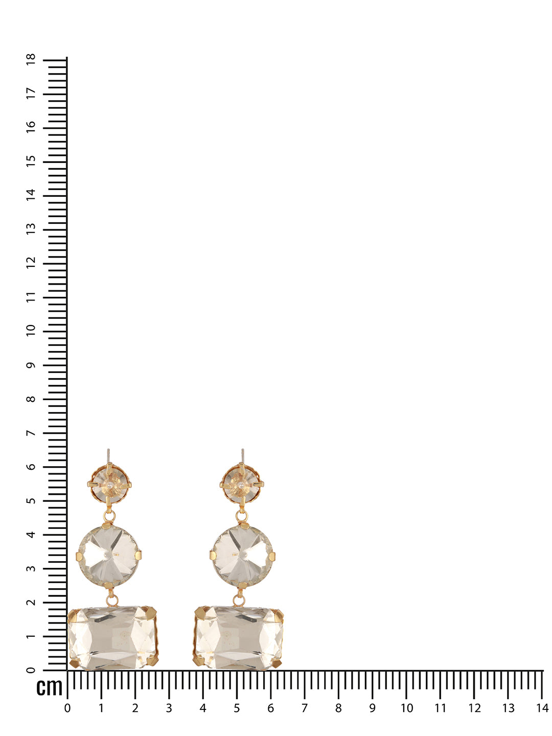 Jazz And Sizzle Gold Plated Contemporary White Stone Studded Drop Earrings