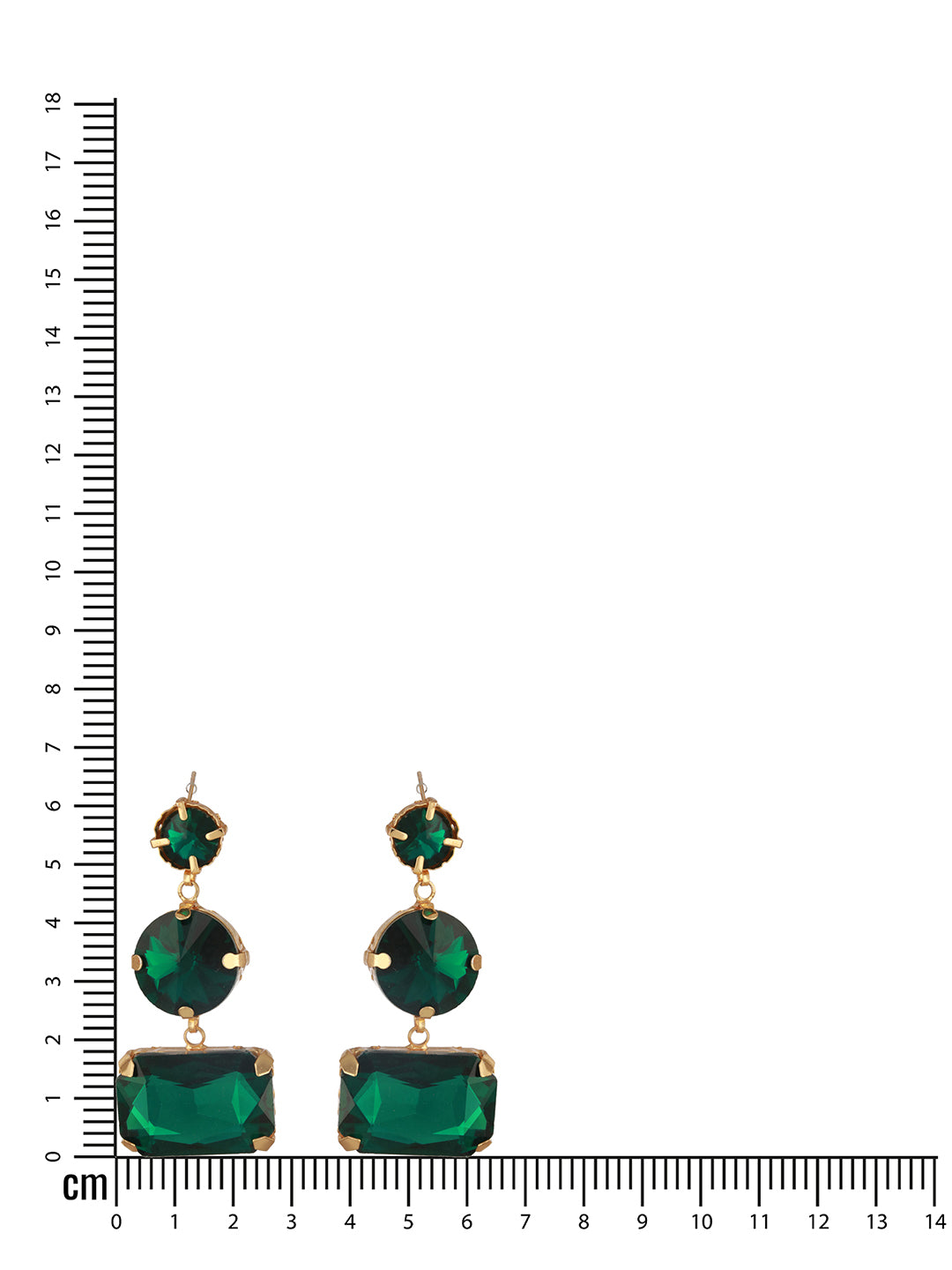 Jazz And Sizzle Gold Plated Contemporary Stone Green Studded Drop Earrings