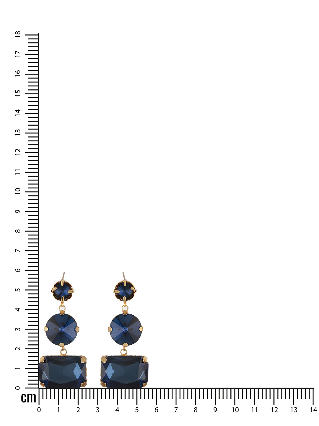 Jazz And Sizzle Gold Plated Contemporary Blue Stone Studded Drop Earrings