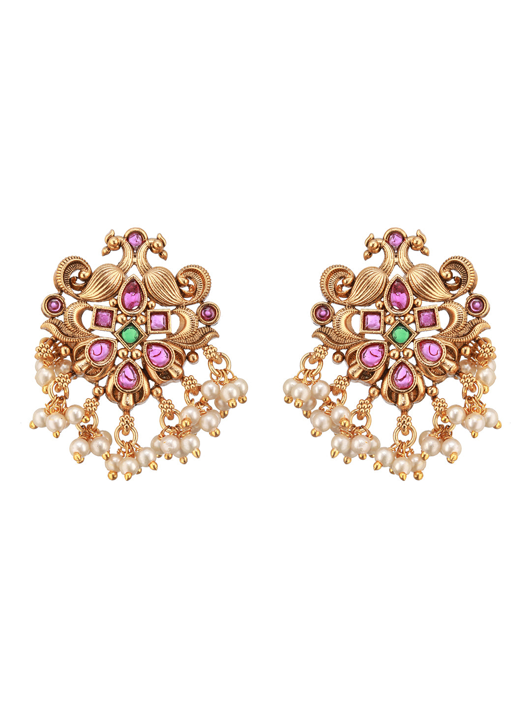 Jazz And Sizzle 22 K Gold-Plated Kundan & Beads Studded Jewelry Set